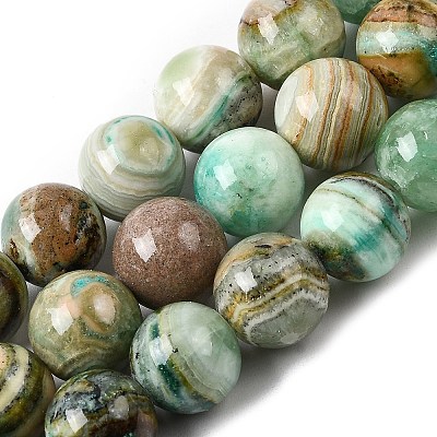 Natural Green Line Jasper  Beads Strands X-G-L639-A01-10mm-1