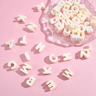 52Pcs 26 Styles UV Plated Acrylic European Beads OACR-SP0002-36-1