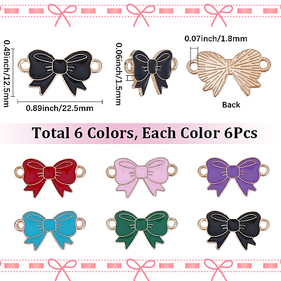 36Pcs 6 Colors Alloy Enamel Connector Charms ENAM-SC0008-25-1
