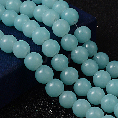 Imitation Jade Glass Beads Strands DGLA-S076-8mm-19-1
