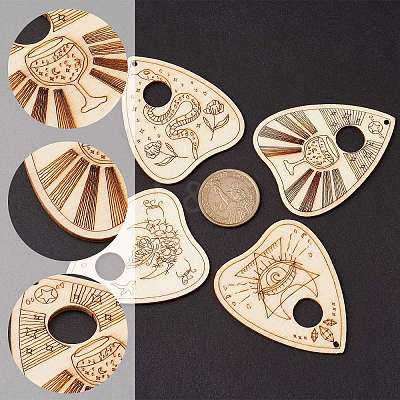 40Pcs 4 Styles Unfinished Wood Planchettes WOOD-CJ0001-76-1