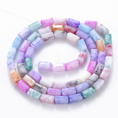 Opaque Baking Paint Crackle Glass Beads Strands EGLA-T008-18I-1