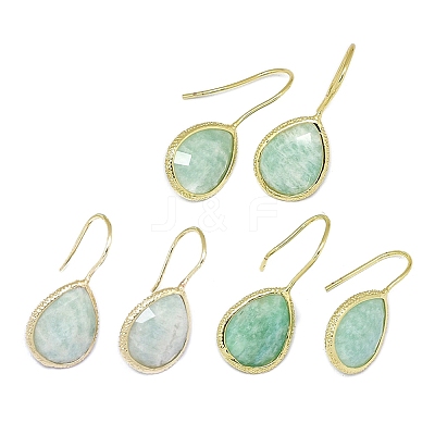Natural Amazonite Dangle Earrings EJEW-L228-01D-1