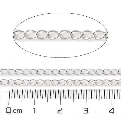 Anti-Tarnish Rhodium Plated 925 Sterling Silver Curb Chains STER-E072-01P-01-1