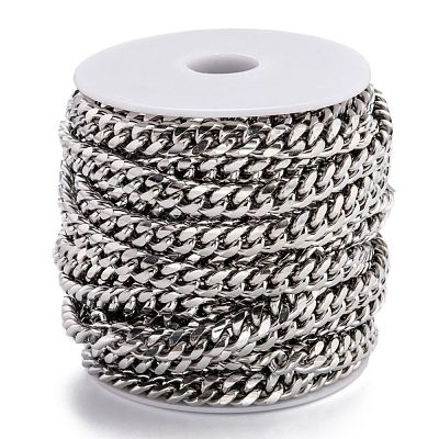 Tarnish Resistant 304 Stainless Steel Cuban Link Chain STAS-B019-02B-P-1