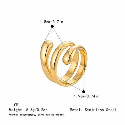 Irregular 304 Stainless Steel Finger Rings for Women SA8524-4-1