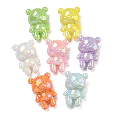 UV Plating Iridescent Acrylic Beads OACR-G039-06-1