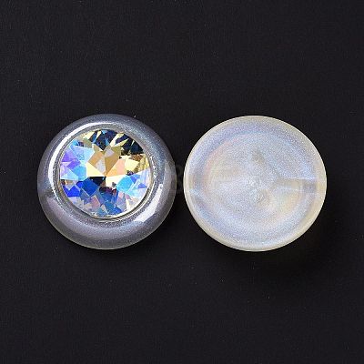 Rainbow Iridescent Plating Acrylic Cabochons OACR-E011-02-1