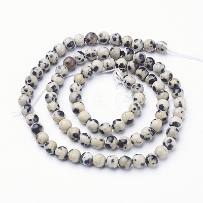 Natural Dalmatian Jasper Beads Strands X-GSR4mmC004-1