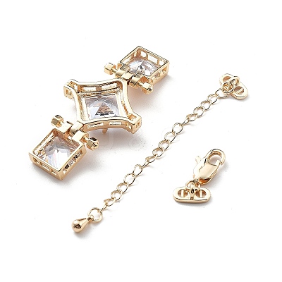 Brass & Cubic Zirconia & Glass Watch Band Clasps KK-G523-03G-01-1