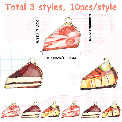30Pcs 3 Colors Printed Alloy Pendants ENAM-BM0001-25-1