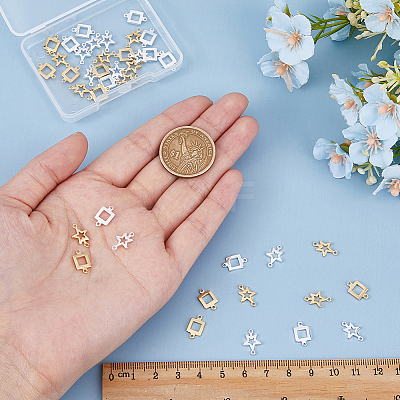 40Pcs 4 Styles Brass Connector Charms KK-FI0001-09-1