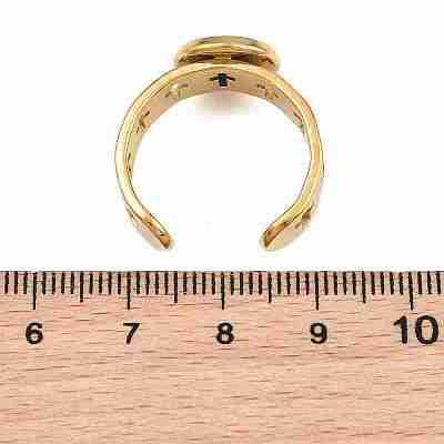 Hollow Cross 304 Stainless Steel Cuff Ring Components SA-CBA098D-02G-B-1