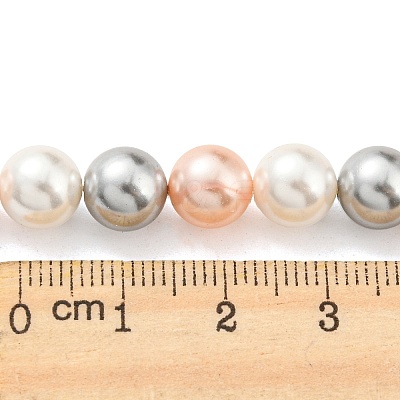 Electroplated Shell Pearl Beads Strands SHEL-F008-03B-04-1