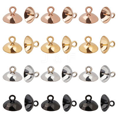 48Pcs 4 Color Ion Plating(IP) 304 Stainless Steel Cup Peg Bails Pin Pendants STAS-DC0006-06-1