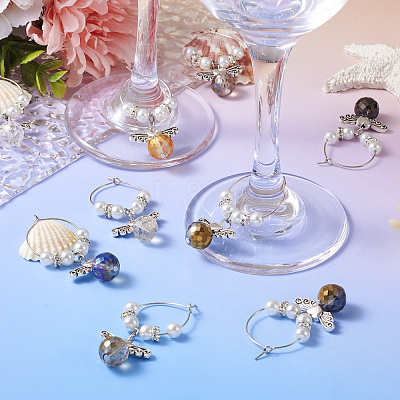 14Pcs 7 Colors Glass Wine Glass Charms AJEW-TAC00022-1