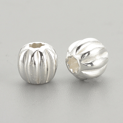 925 Sterling Silver Corrugated Beads STER-S002-14-6mm-1