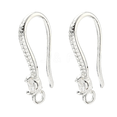 Brass Clear Cubic Zirconia Earring Hooks KK-H532-23S-1
