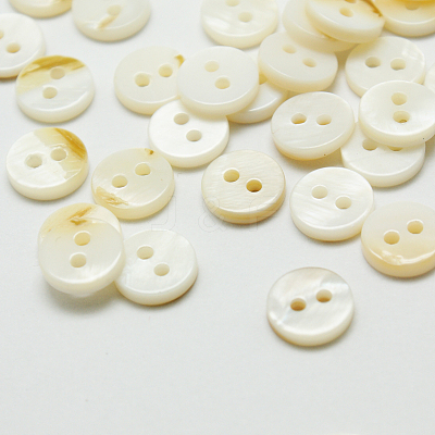 2-Hole Shell Flat Round Buttons BUTT-P012-13-1