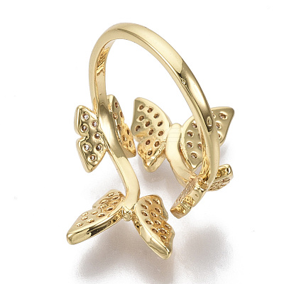 Brass Micro Pave Cubic Zirconia Cuff Rings RJEW-S044-074-NF-1