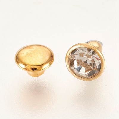Double Brass Rhinestone Cap Rivets FIND-WH0028-01A-G-1