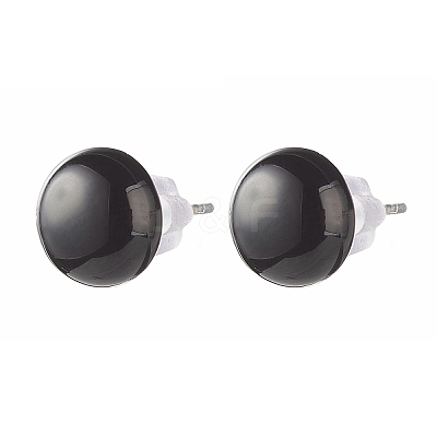 Half Round Natural Mixed Gemstone Stud Earrings for Girl Women X-EJEW-JE04664-1