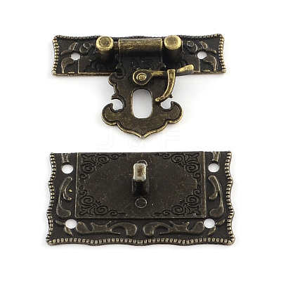 Wooden Box Lock Catch Clasps X-IFIN-R203-49AB-1