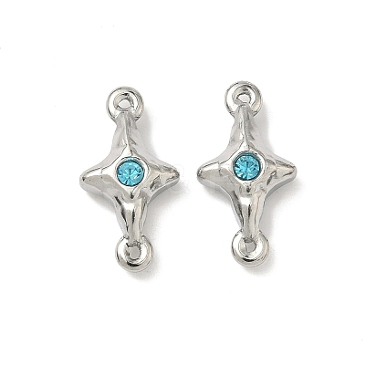 304 Stainless Steel Aquamarine Rhinestone Connector Charms STAS-L308-03A-P-1