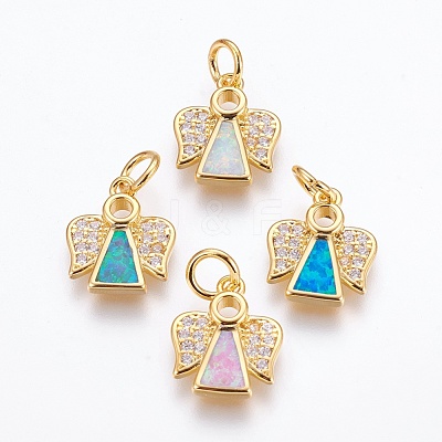 Brass Cubic Zirconia Pendants ZIRC-G144-03G-1