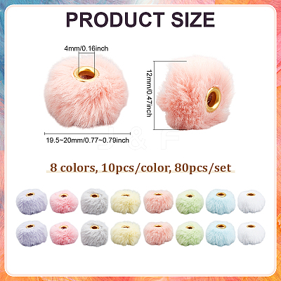 80Pcs 8 Colors Imitation Rabbit Hair European Beads FIND-PH0027-68B-1