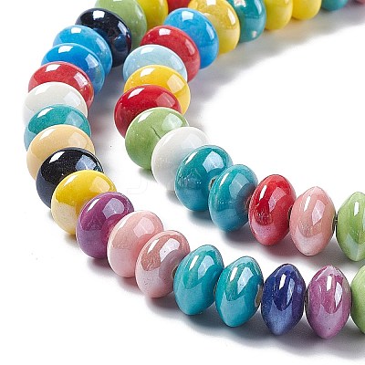 Glazed Porcelain Rondelle Beads PORC-E018-01-1