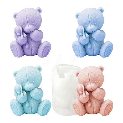 3D Bear Figurine DIY Candle Silicone Molds DIY-A047-02-1
