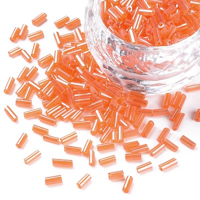 Transparent Colours Luster Glass Bugle Beads SEED-N005-001-A11-1