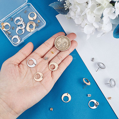 20Pcs 2 Color Brass Stud Earring Findings KK-BBC0004-35-1
