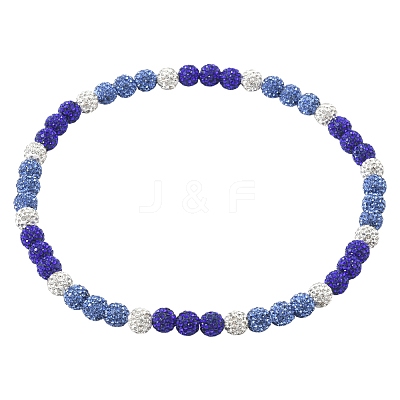 1Pc Polymer Clay Rhinestone Round Beaded Stretch Necklaces NJEW-SP0001-14A-1