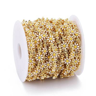 Handmade Brass Enamel Link Chains CHC-I035-13G-02-1