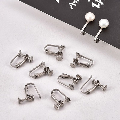 Tarnish Resistant 304 Stainless Steel Clip-on Earring Settings STAS-Q227-01-1