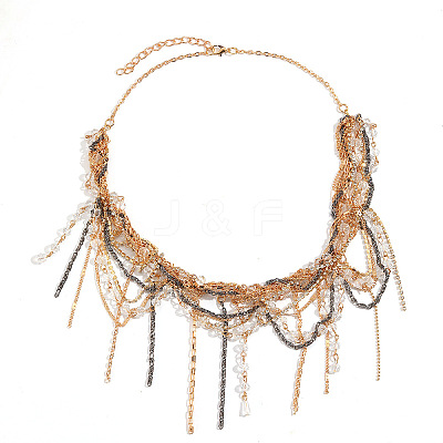 Aolly & Resin Multi-Layered Tassel Bib Necklaces for Women WG8E8DB-01-1