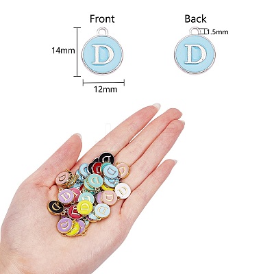 120Pcs 12 Colors Golden Plated Alloy Charms ENAM-SZ0001-64D-1