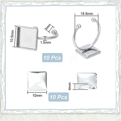 DIY Blank Square Cuff Ring Making Kit DIY-UN0005-39-1