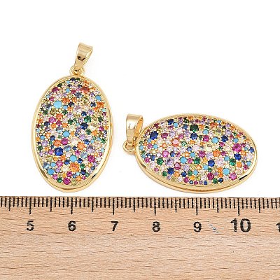 Brass Micro Pave Cubic Zirconia Pendants KK-B157-08G-02-1