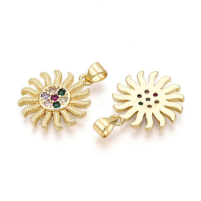 Brass Micro Pave Cubic Zirconia Pendants KK-D357-26G-1