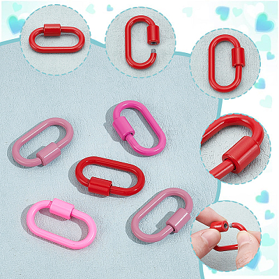 5Pcs 5 Styles Baking Paint Alloy Screw Locking Carabiners FIND-DR0002-40-1