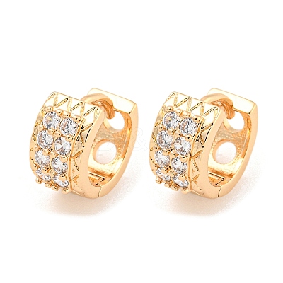 Brass Micro Pave Cubic Zirconia Hoop Earrings EJEW-A107-04A-KCG-1