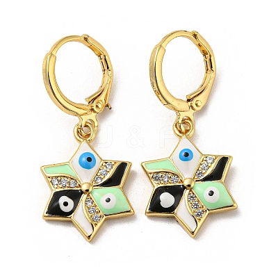 Golden Brass Dangle Leverback Earrings EJEW-A033-19G-02-1