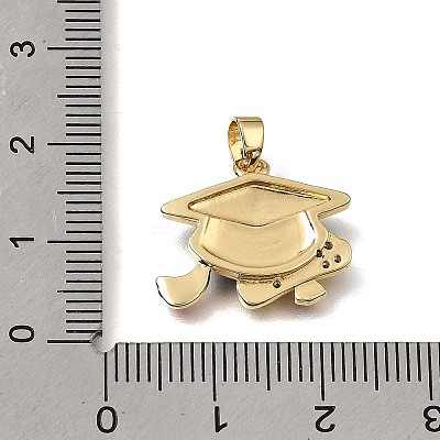 Brass Micro Pave Clear Cubic Zirconia with Black Enamel Pendants CU-CBAA556-07C-1
