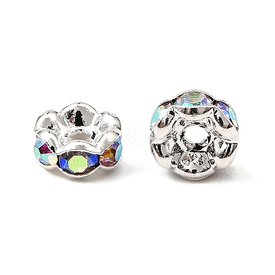 Brass Rhinestone Spacer Beads X-RB-A014-L6mm-28S-NF-1