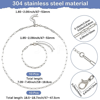 304 Stainless Steel Paperclip Chains Necklaces & Bracelet Jewelry Sets SJEW-SC0001-07P-1