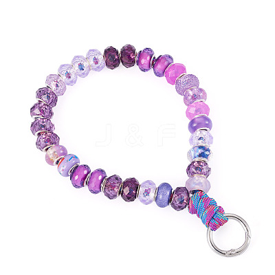 Resin Rondelle Bead with Polyester & Spandex Cord Phone Hand Strap Chains HJEW-TADJ0013-1