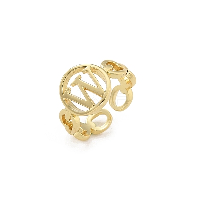 Brass Open Cuff Rings for Women RJEW-K289-01G-W-1